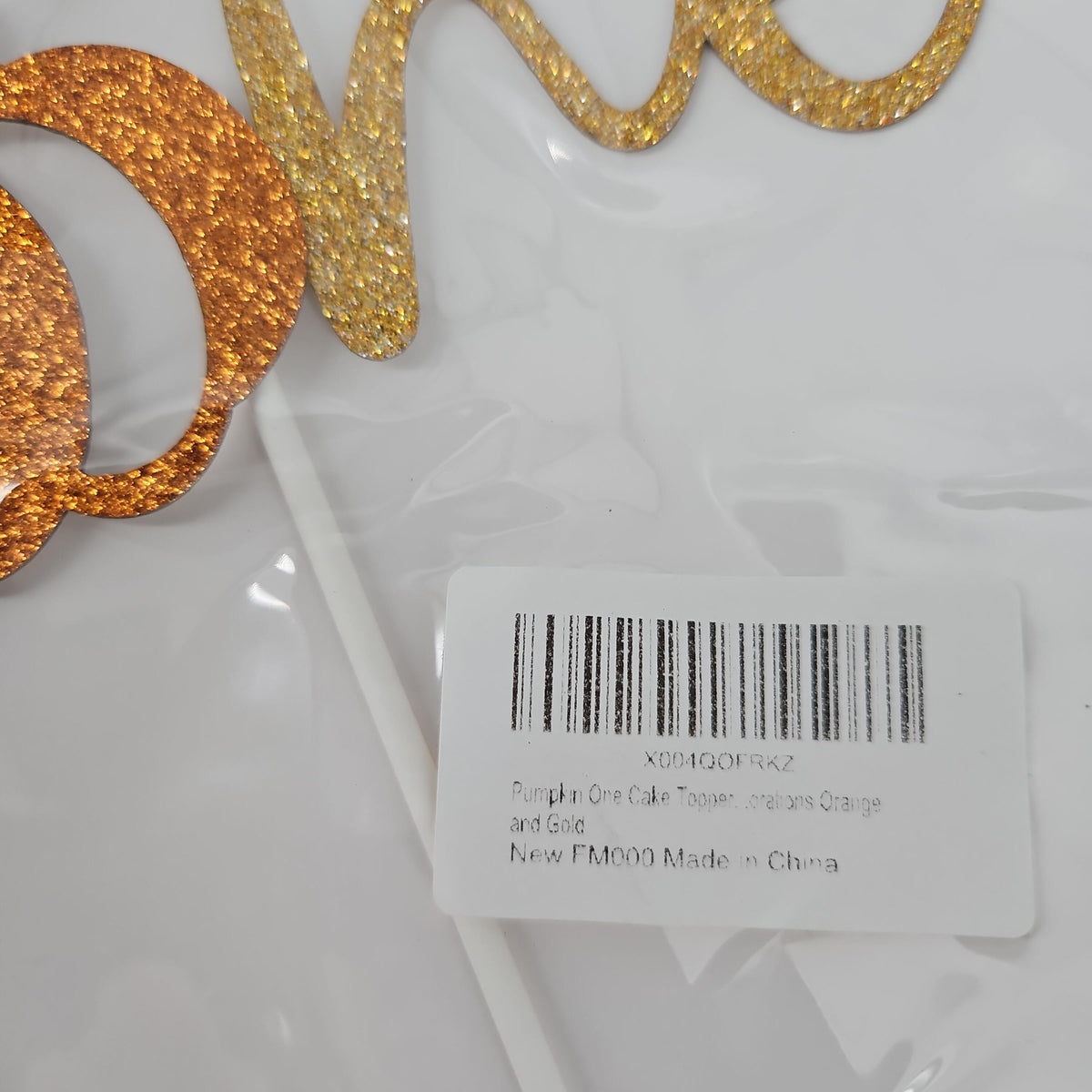 Pumpkin One Cake Topper, Orange and Gold Glitter