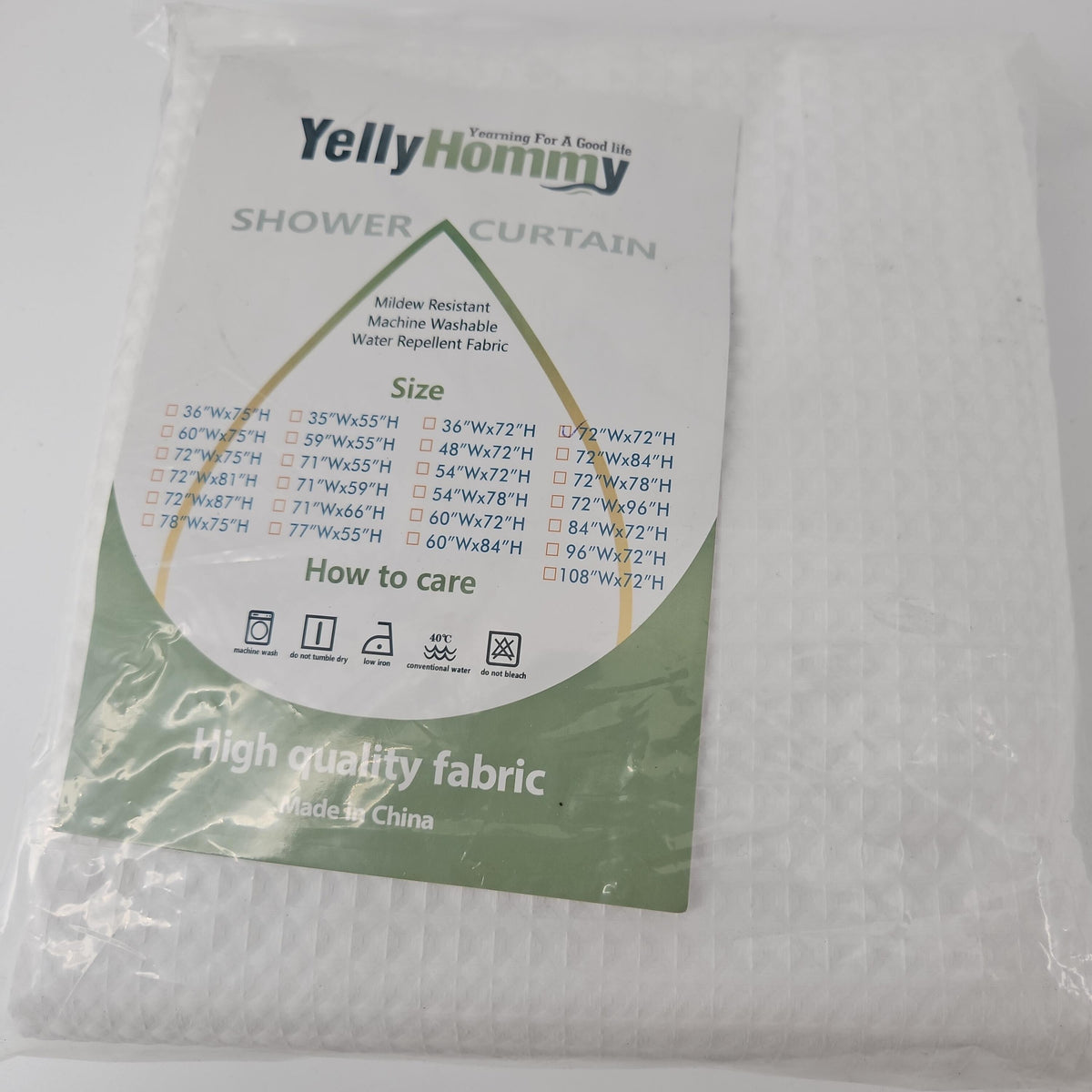 YellyHommy 72 x 72 in Waffle Weave Shower Curtain