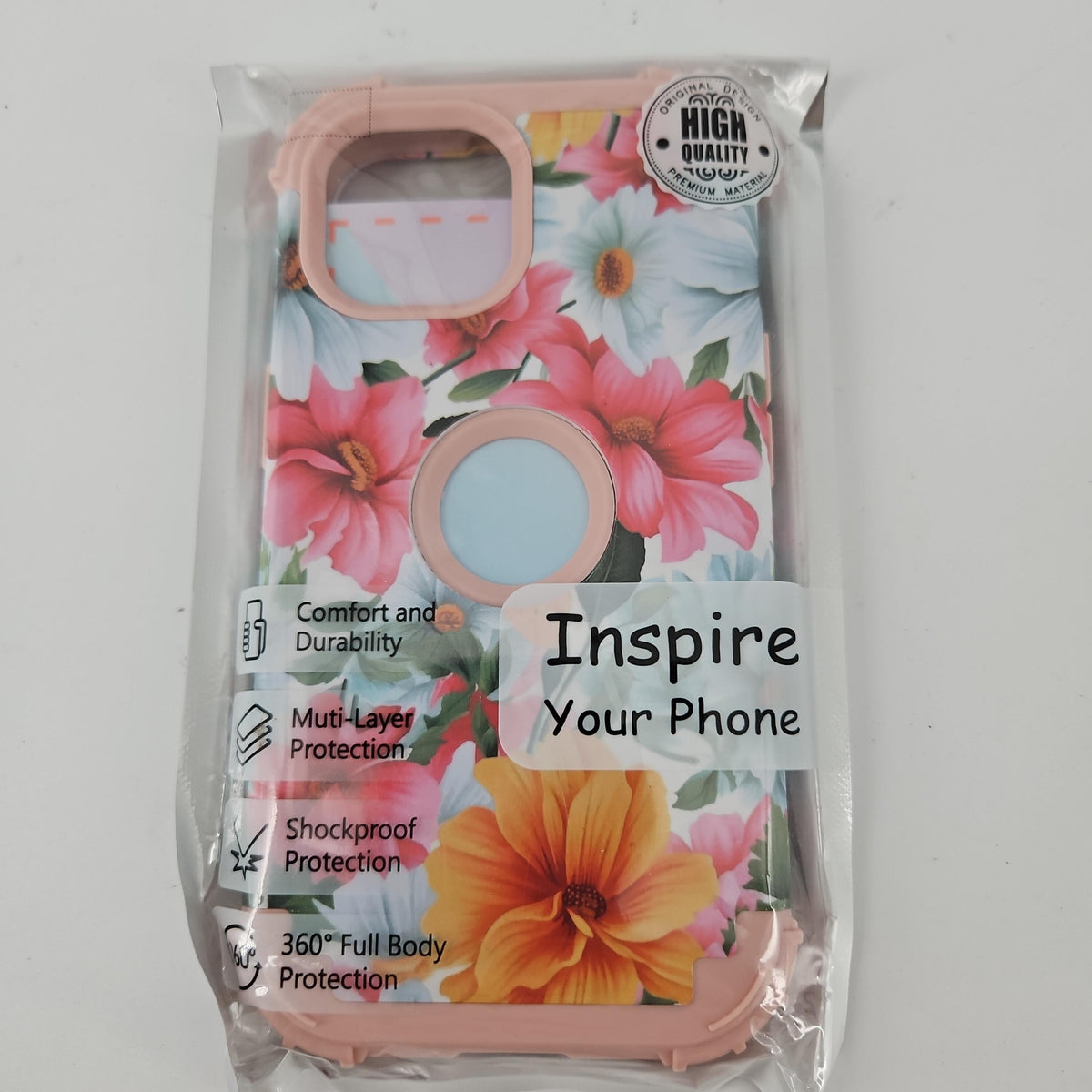 PIXIU Floral Pattern Case for iPhone 15 (6.1-Inch)