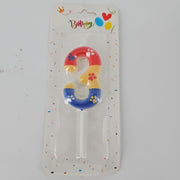 Paw Print Number 3 Birthday Candle