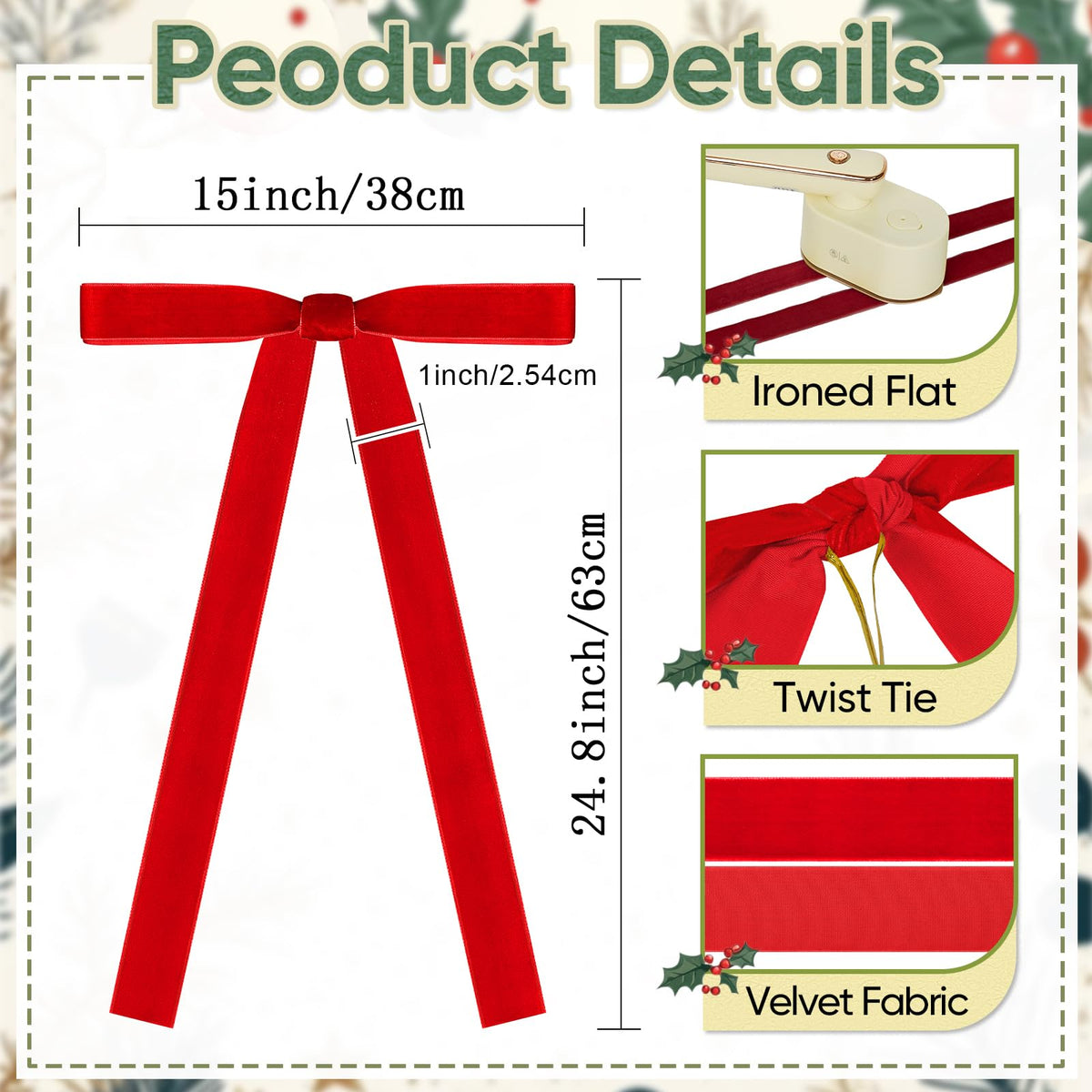 Artmag Velvet Christmas Bows for Decoration