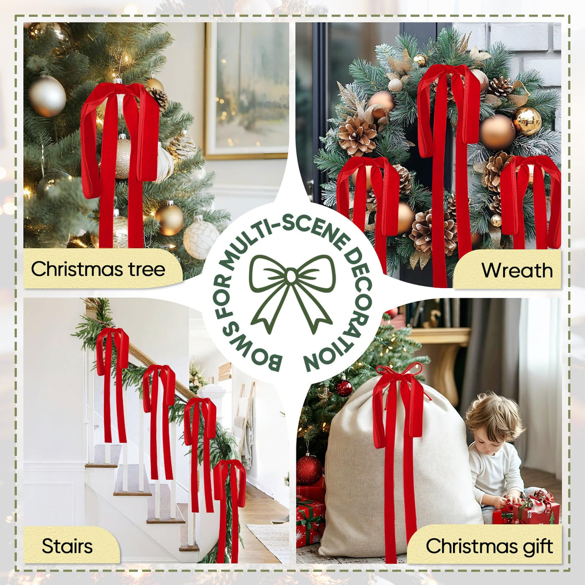 Artmag Velvet Christmas Bows for Decoration