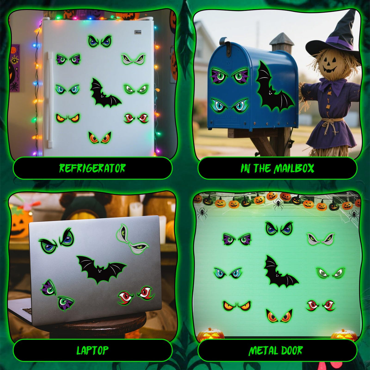 Halloween Monster Eye and Bat Decorative Decal Stickers