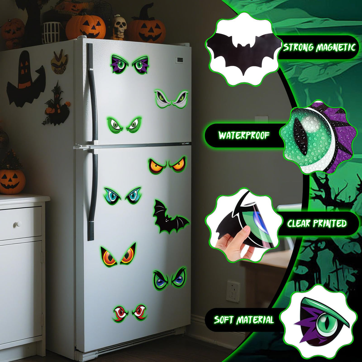 Halloween Monster Eye and Bat Decorative Decal Stickers
