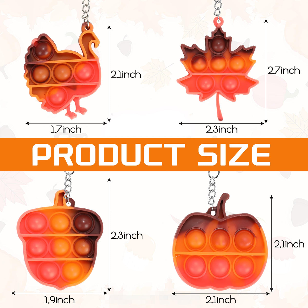 32-Piece Fall Thanksgiving Mini Pop Fidget Keychain Set