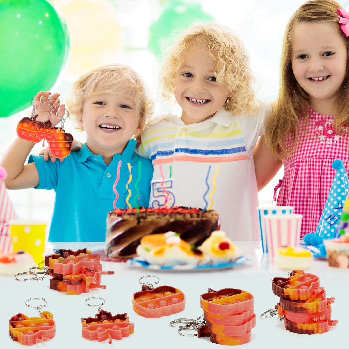 32-Piece Fall Thanksgiving Mini Pop Fidget Keychain Set