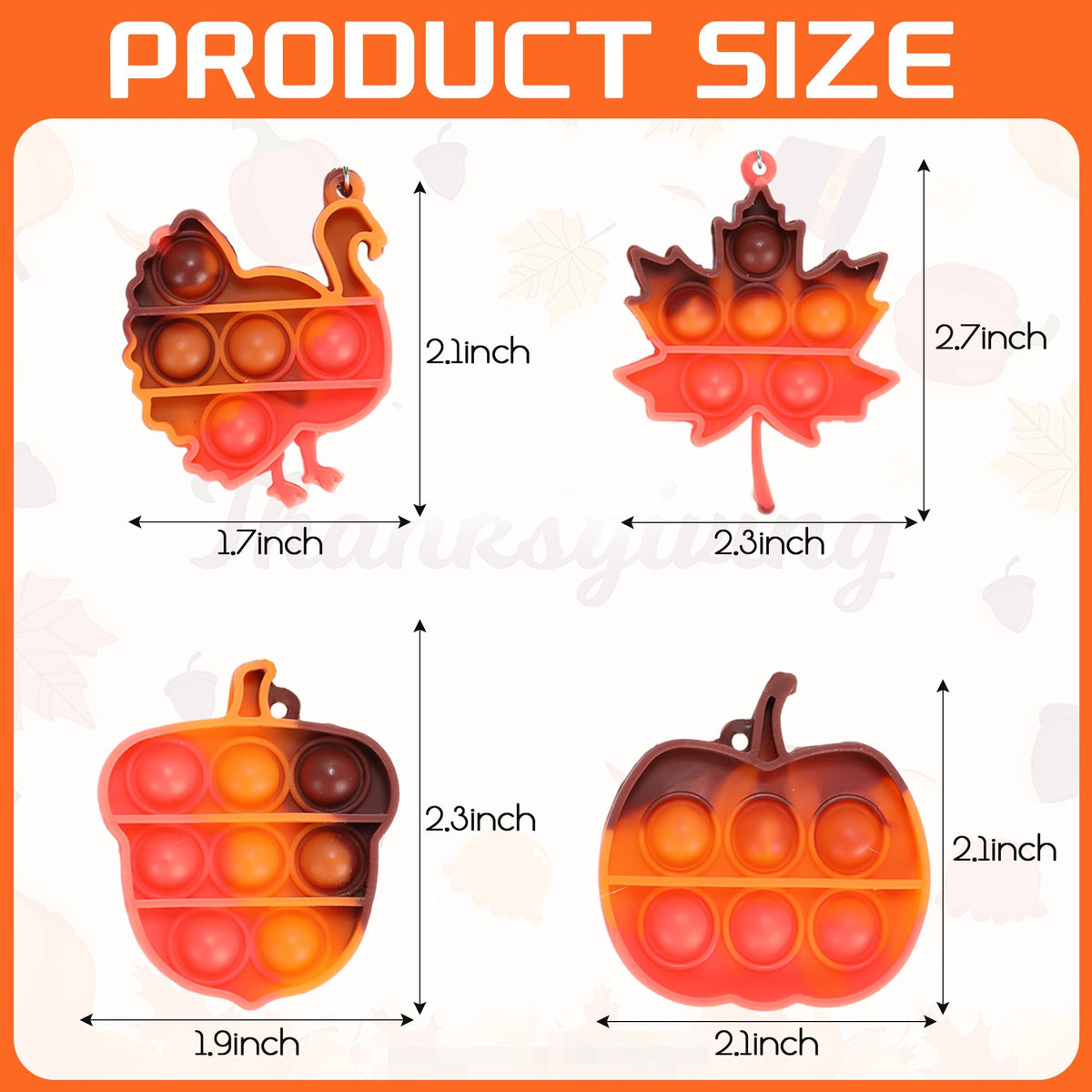 32-Piece Fall Thanksgiving Mini Pop Fidget Keychain Set