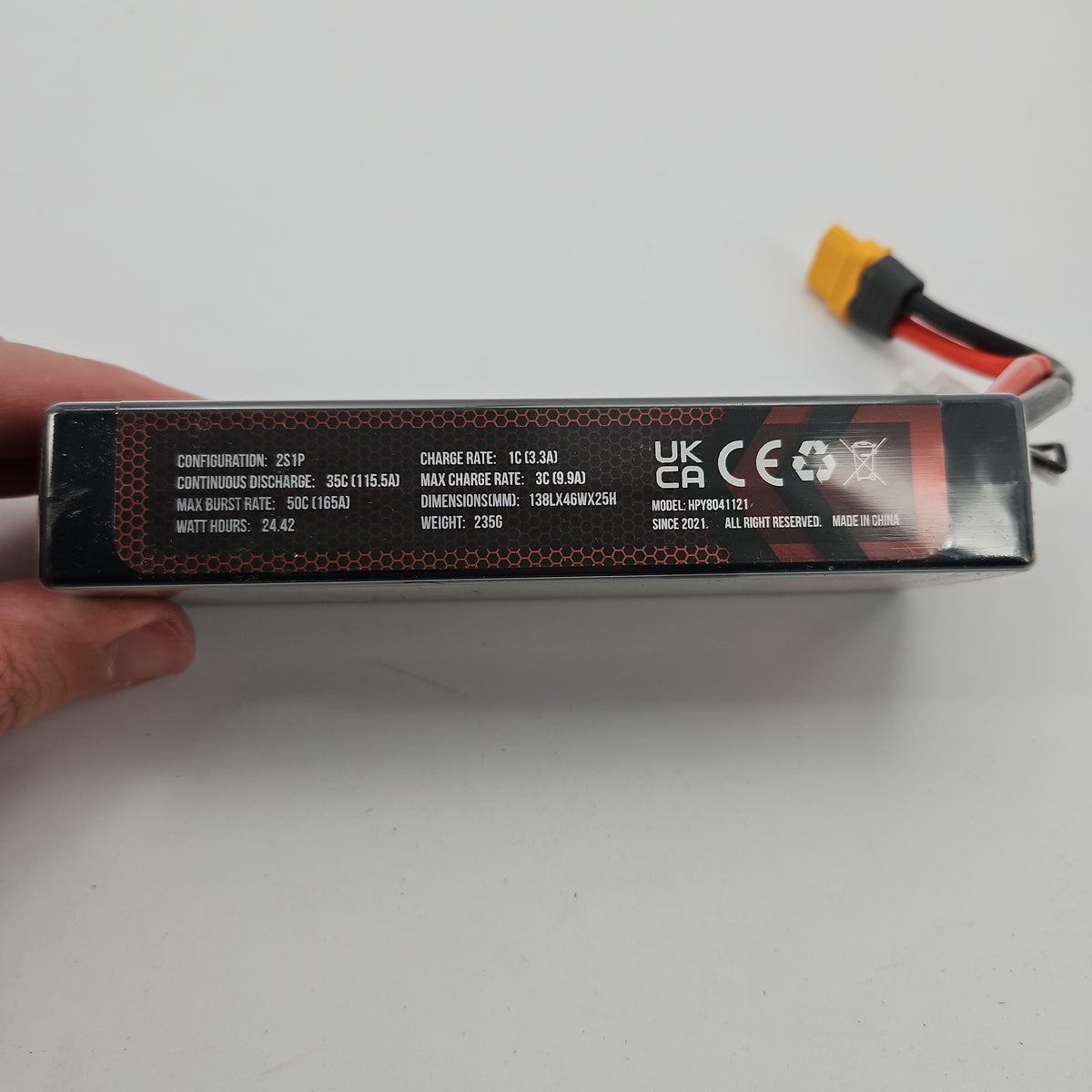 Rlaarlo HPY8041121 3300mAh 2S LiPo Battery, XT60, Black/Red