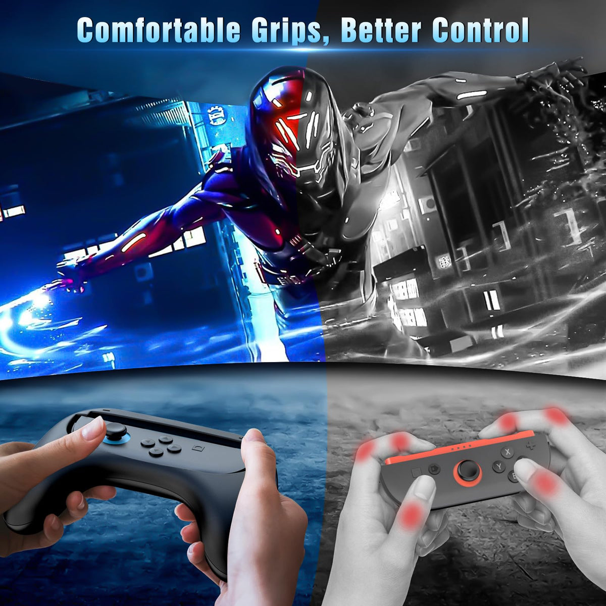 TiMOVO Nintendo Switch 2 Joy-Con Controller Grips, Black, 2-Pack