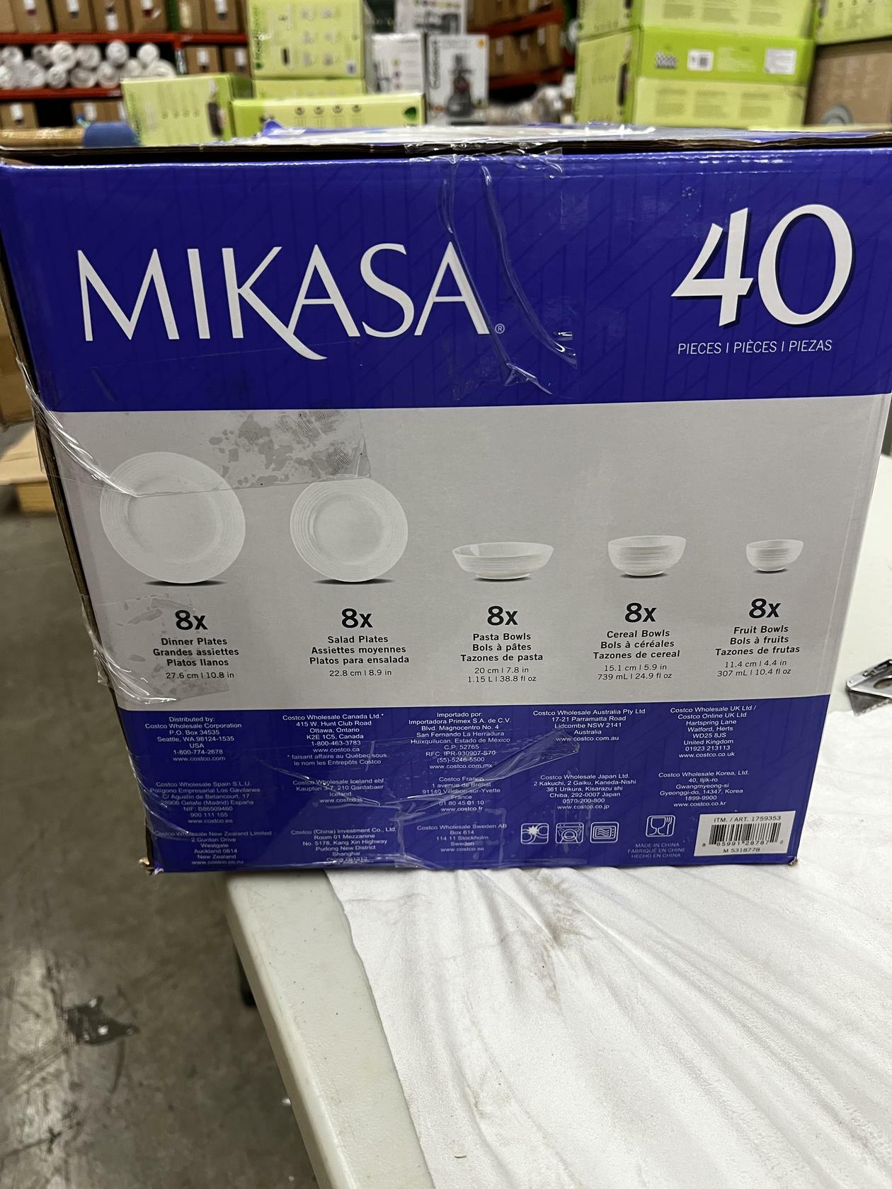 [Like_new] Mikasa Ciara 40-Piece Dinnerware Set, Bone China, Chip-Resistant, Dining