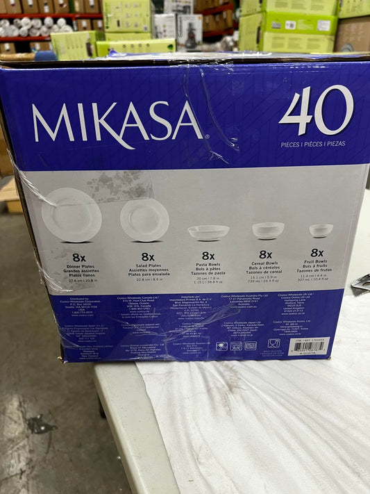 [Like_new] Mikasa Ciara 40-Piece Dinnerware Set, Bone China, Chip-Resistant, Dining
