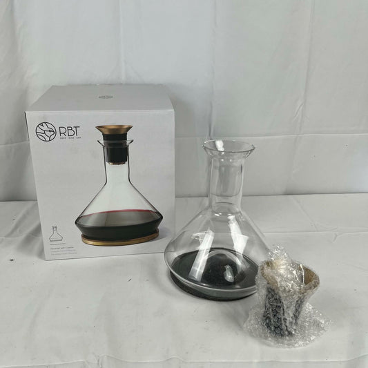 [Like_new] RBT Decanter with Wood Coaster and Micro-Perforated Aerator,Clear