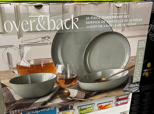 [Like_new] over&back Options 16-piece Dinnerware Set - Sage
