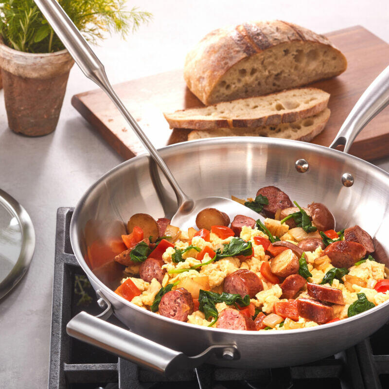 [Like_new] MIU 13" Tri-Ply Clad Stainless Steel Wok Set (Wok+Lid+Spatula)