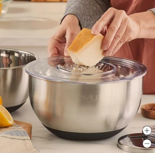 [Like_new] MIU Stainless Steel Mixing Bowls with Graters, Set of 4