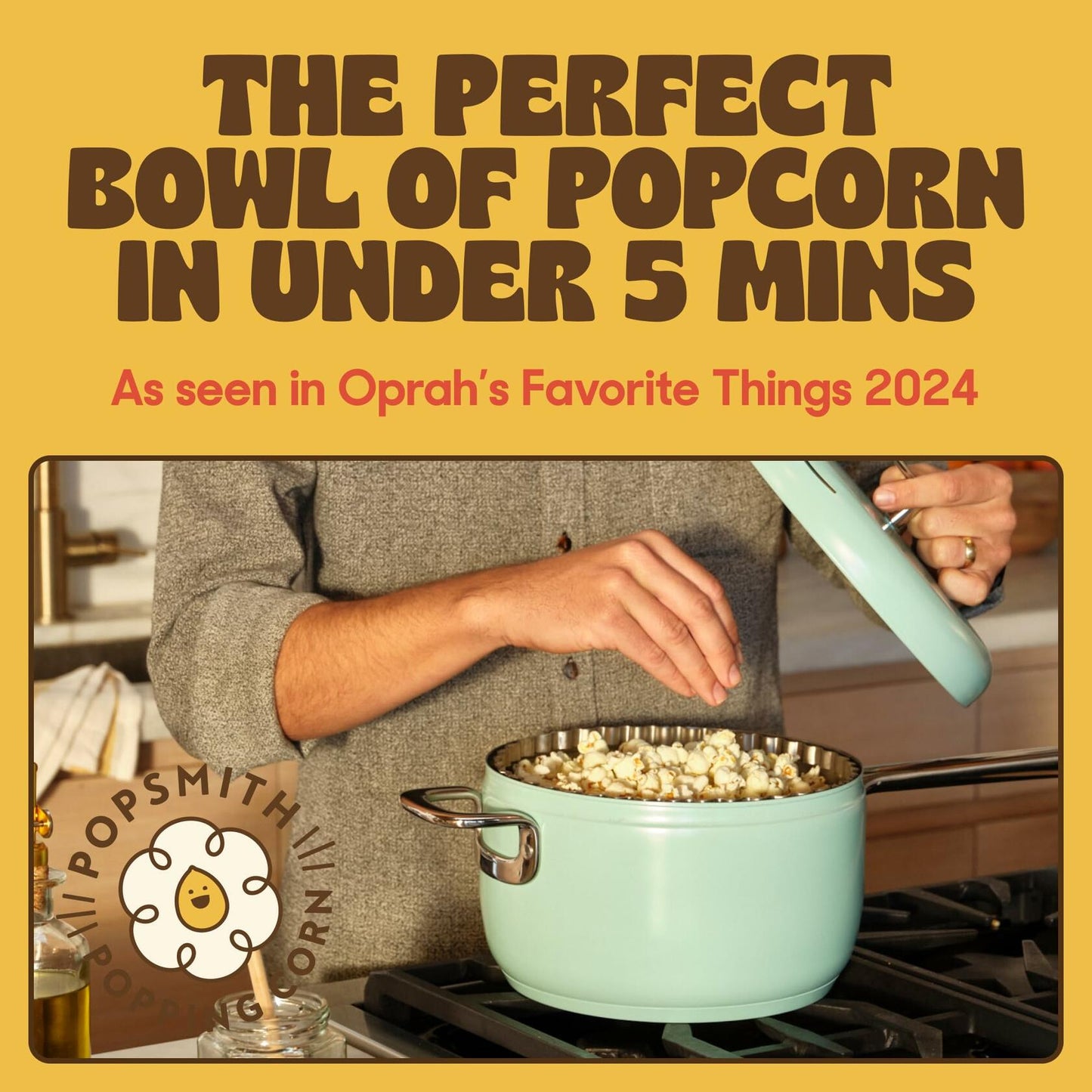 [Very_good] Popsmith Popcorn Popper in Butter - 6 Quart Stovetop Popcorn Machine - Stainless