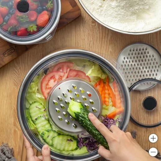 [Like_new] MIU Stainless Steel Mixing Bowls with Graters, Set of 4