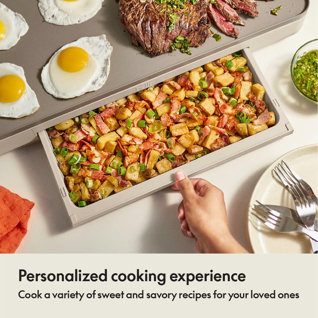 [Like_new] bella 12" x 22" Electric Griddle with Warming Tray, 1500 Watt