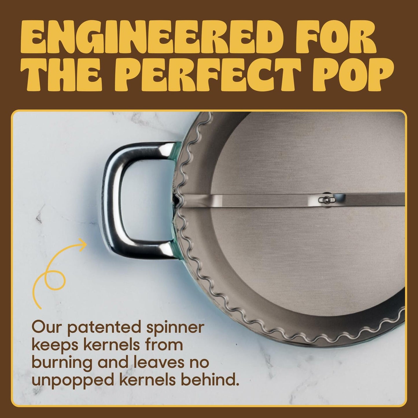 [Very_good] Popsmith Popcorn Popper in Butter - 6 Quart Stovetop Popcorn Machine - Stainless