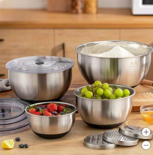 [Like_new] MIU Stainless Steel Mixing Bowls with Graters, Set of 4