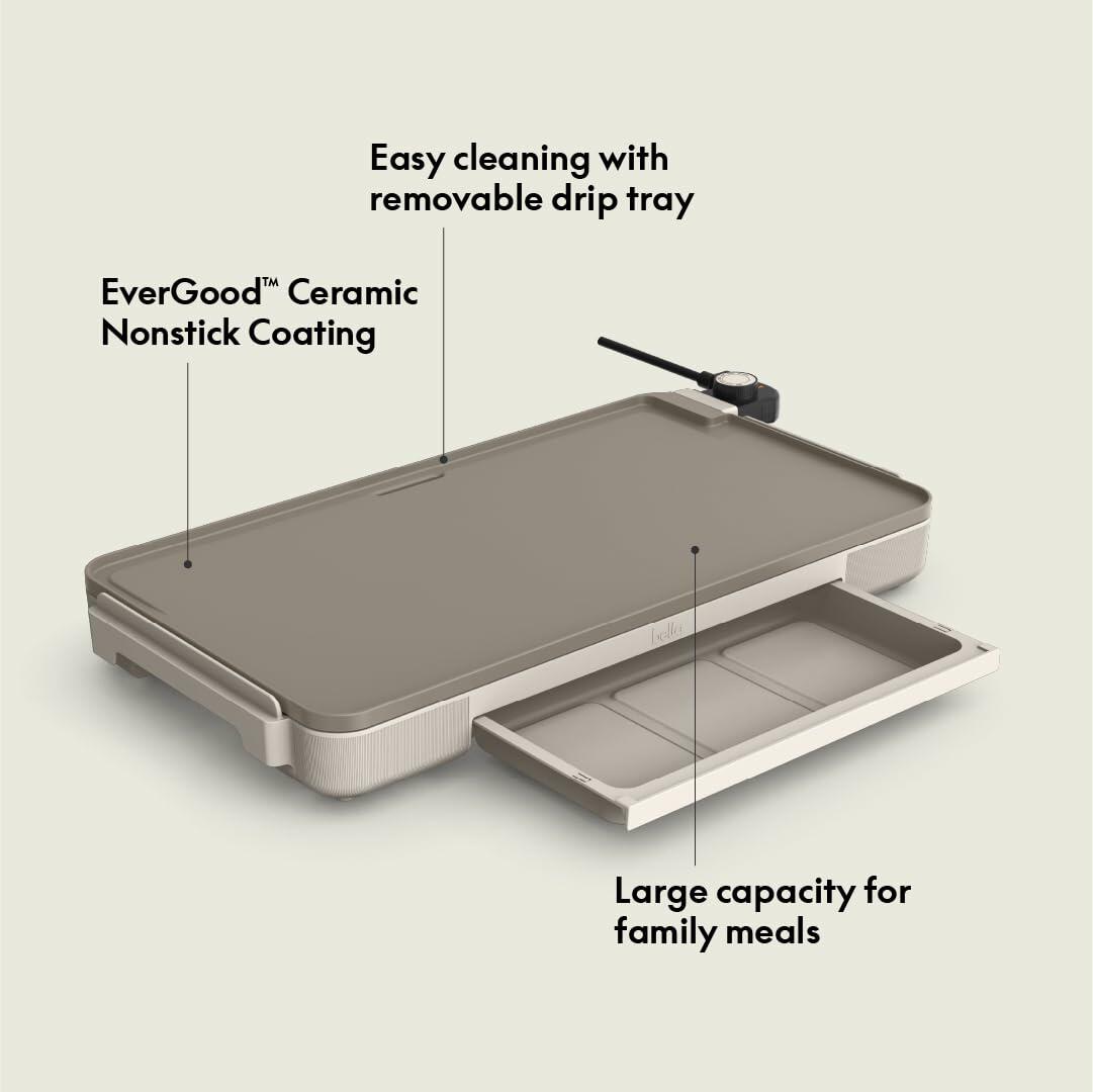[Like_new] bella 12" x 22" Electric Griddle with Warming Tray, 1500 Watt