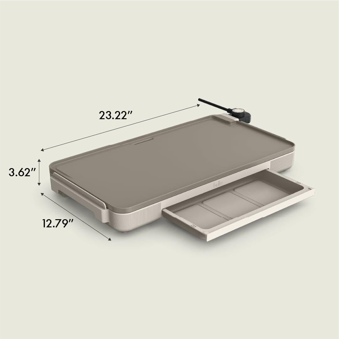 [Like_new] bella 12" x 22" Electric Griddle with Warming Tray, 1500 Watt
