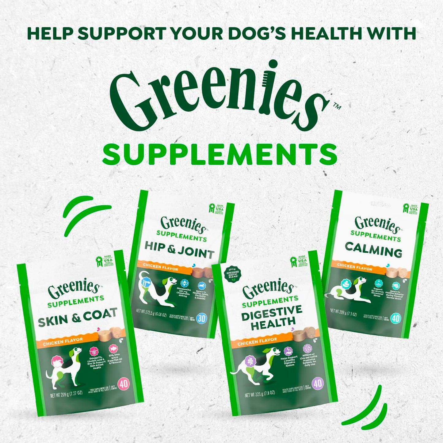 2/25 Greenies Supplements Hip and Joint Supplements for Dogs, Chicken Flavor,