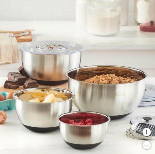 [Like_new] MIU Stainless Steel Mixing Bowls with Graters, Set of 4