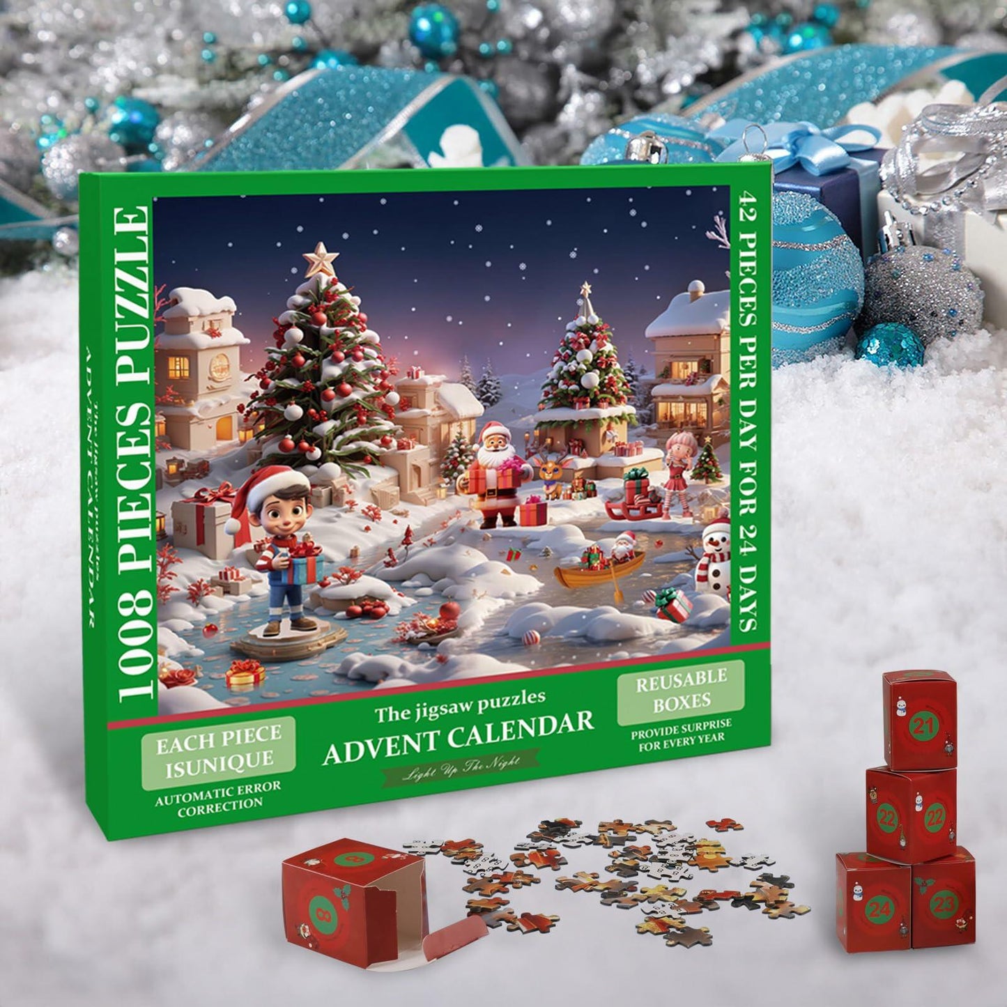 Puzzle Advent Calendar for Kids and Adults, 1008 Pieces 24 Days Countdown