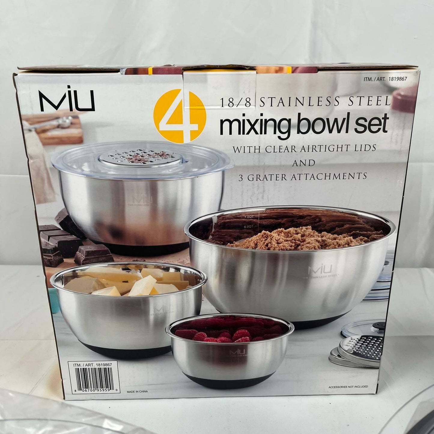[Like_new] MIU Stainless Steel Mixing Bowls with Graters, Set of 4