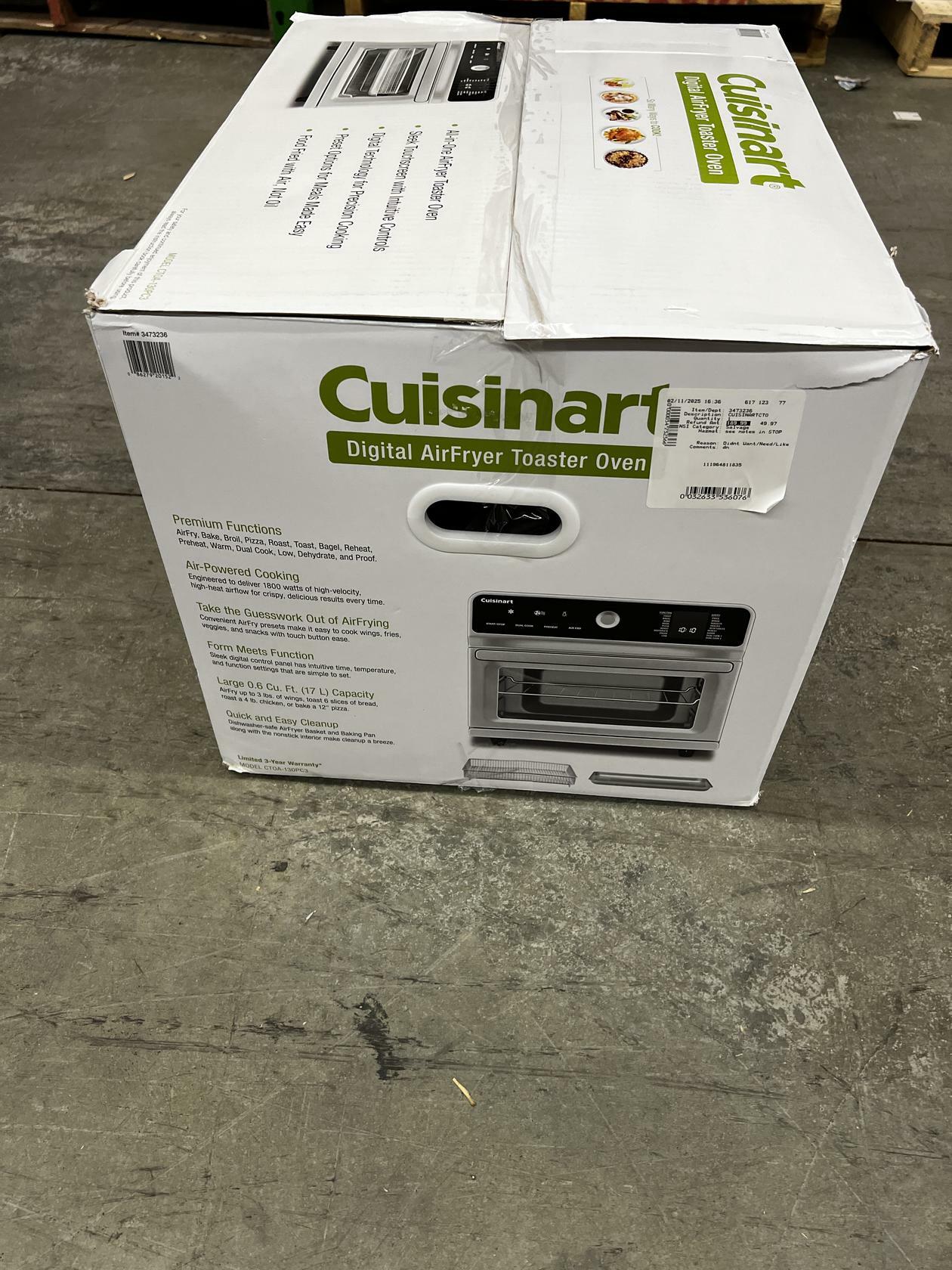 [Like_new] Cuisinart CTOA-130PC3 Digital Model Airfryer Toaster Oven - Silver