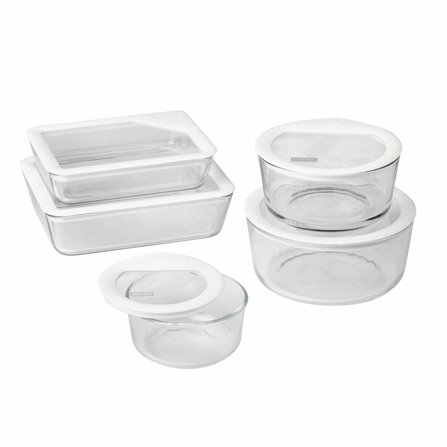 [Like New] Pyrex 071160096400 10 Piece Ultimate Food Storage Set, White/Clear