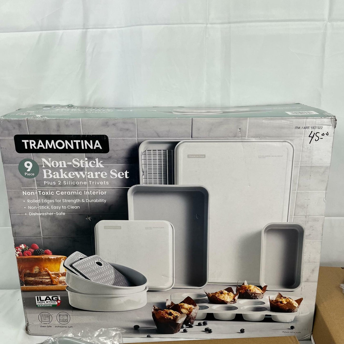 [Like_new] Tramontina 11-piece Non-Stick Ceramic Bakeware Set (9+2 Piece) Gray