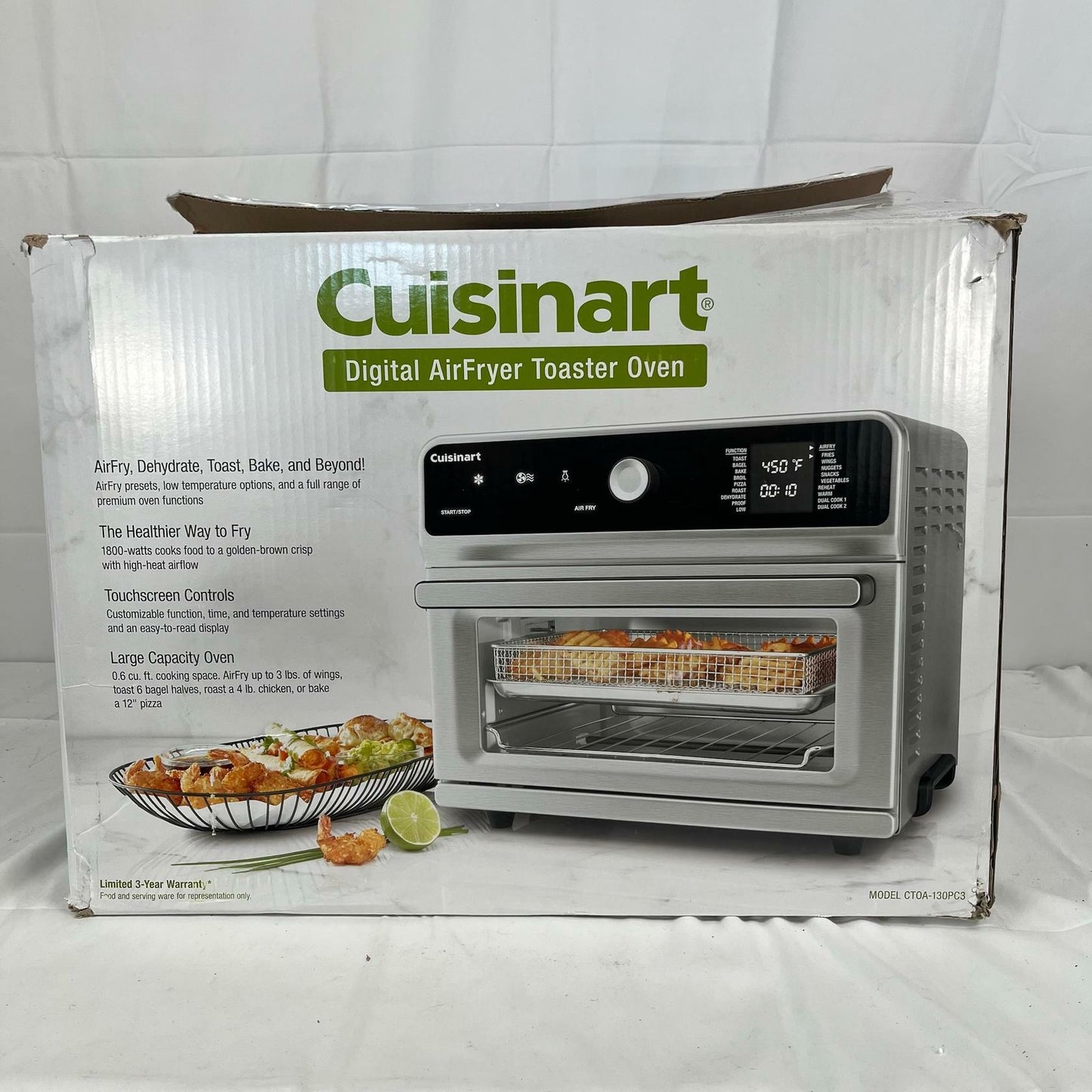 [Like_new] Cuisinart CTOA-130PC3 Digital Model Airfryer Toaster Oven - Silver