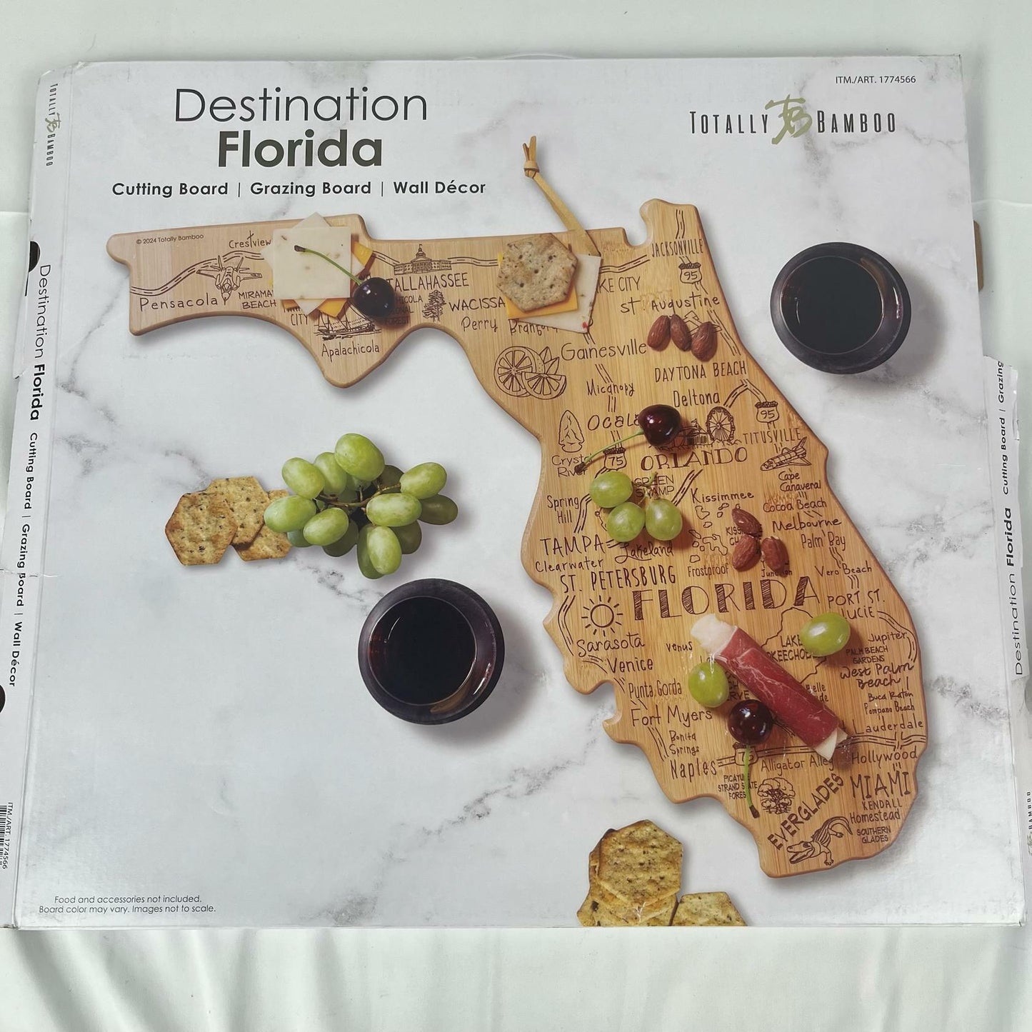 [Like_new] Totally Bamboo Destination Florida State Shaped Serving and Cutting Board