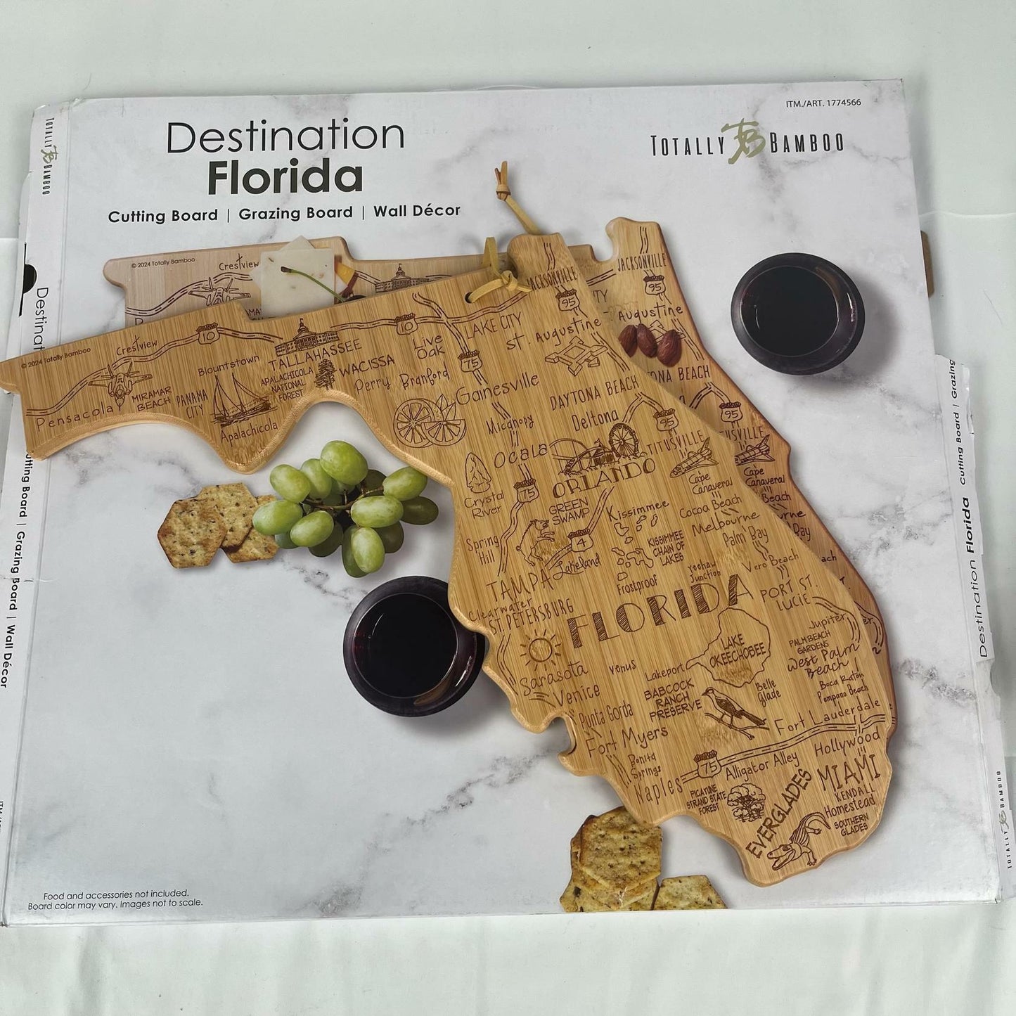 [Like_new] Totally Bamboo Destination Florida State Shaped Serving and Cutting Board