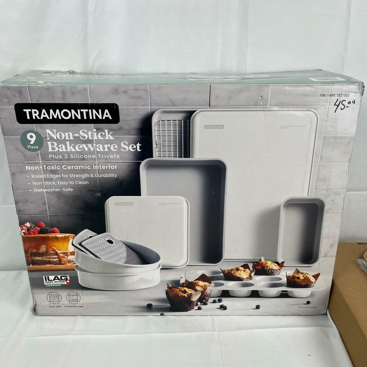 [Like_new] Tramontina 11-piece Non-Stick Ceramic Bakeware Set (9+2 Piece) Gray