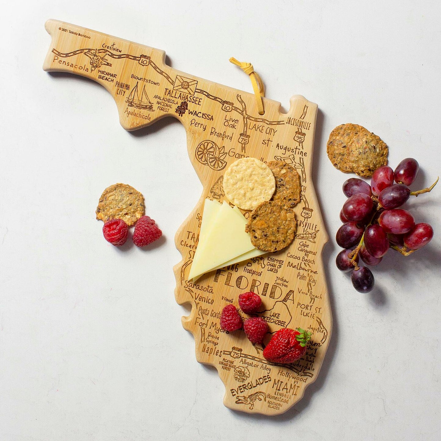 [Like_new] Totally Bamboo Destination Florida State Shaped Serving and Cutting Board
