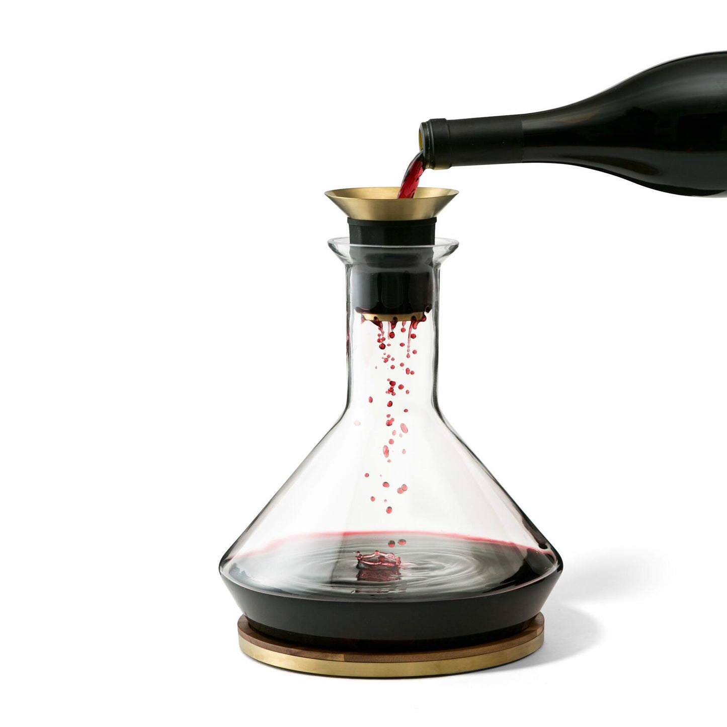 [Like_new] RBT Decanter with Wood Coaster and Micro-Perforated Aerator,Clear