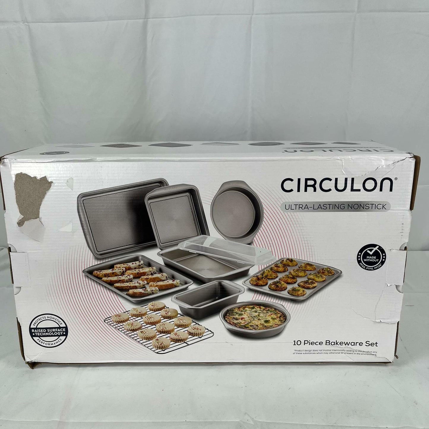[Like_new] Circulon Nonstick Heavy Gauge Steel Bakeware Set with Rolled Pan Edges Loaf Pan,