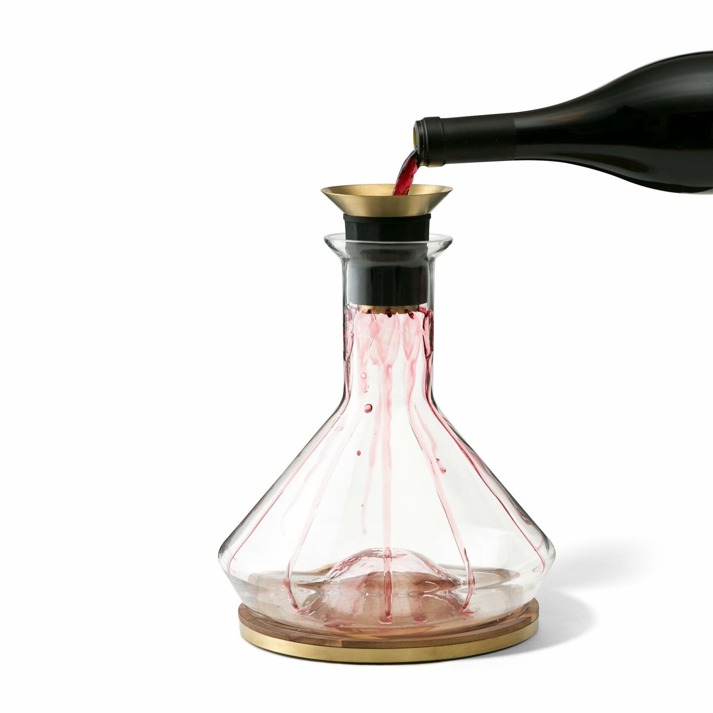[Like_new] RBT Decanter with Wood Coaster and Micro-Perforated Aerator,Clear