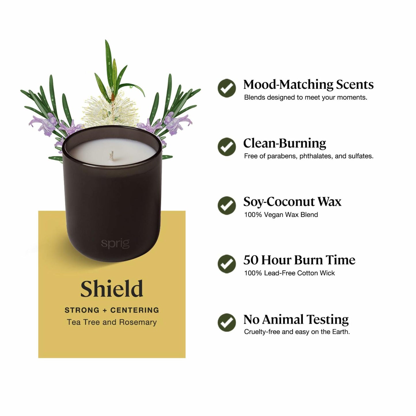 Sprig by Kohler Shield Aromatherapy Candle with Tea Tree and Rosemary - 8 oz