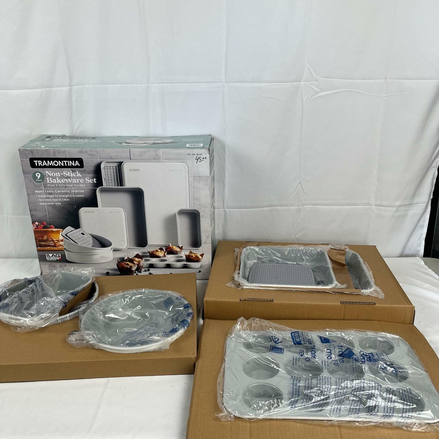 [Like_new] Tramontina 11-piece Non-Stick Ceramic Bakeware Set (9+2 Piece) Gray