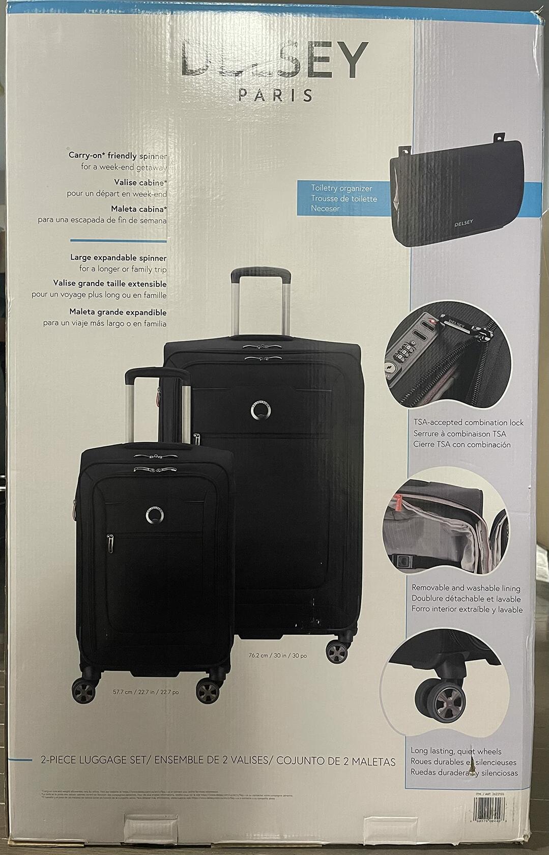 DELSEY Paris Softside Expandable Luggage with Spinner Wheels, Black. Large and - Very Good