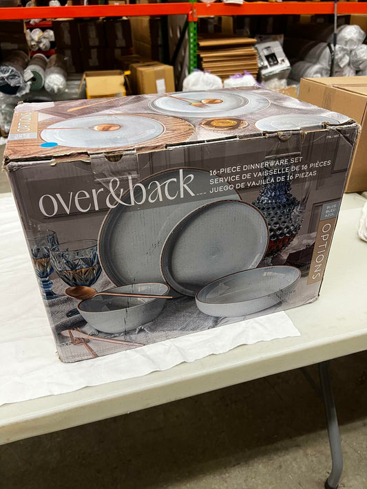 [Like_new] over&back Options 16-piece Dinnerware Set - Blue