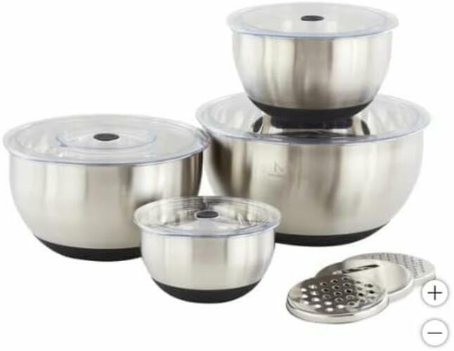 [Like_new] MIU Stainless Steel Mixing Bowls with Graters, Set of 4