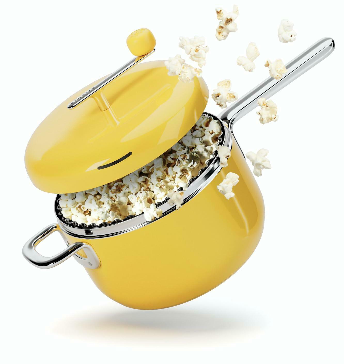 [Very_good] Popsmith Popcorn Popper in Butter - 6 Quart Stovetop Popcorn Machine - Stainless