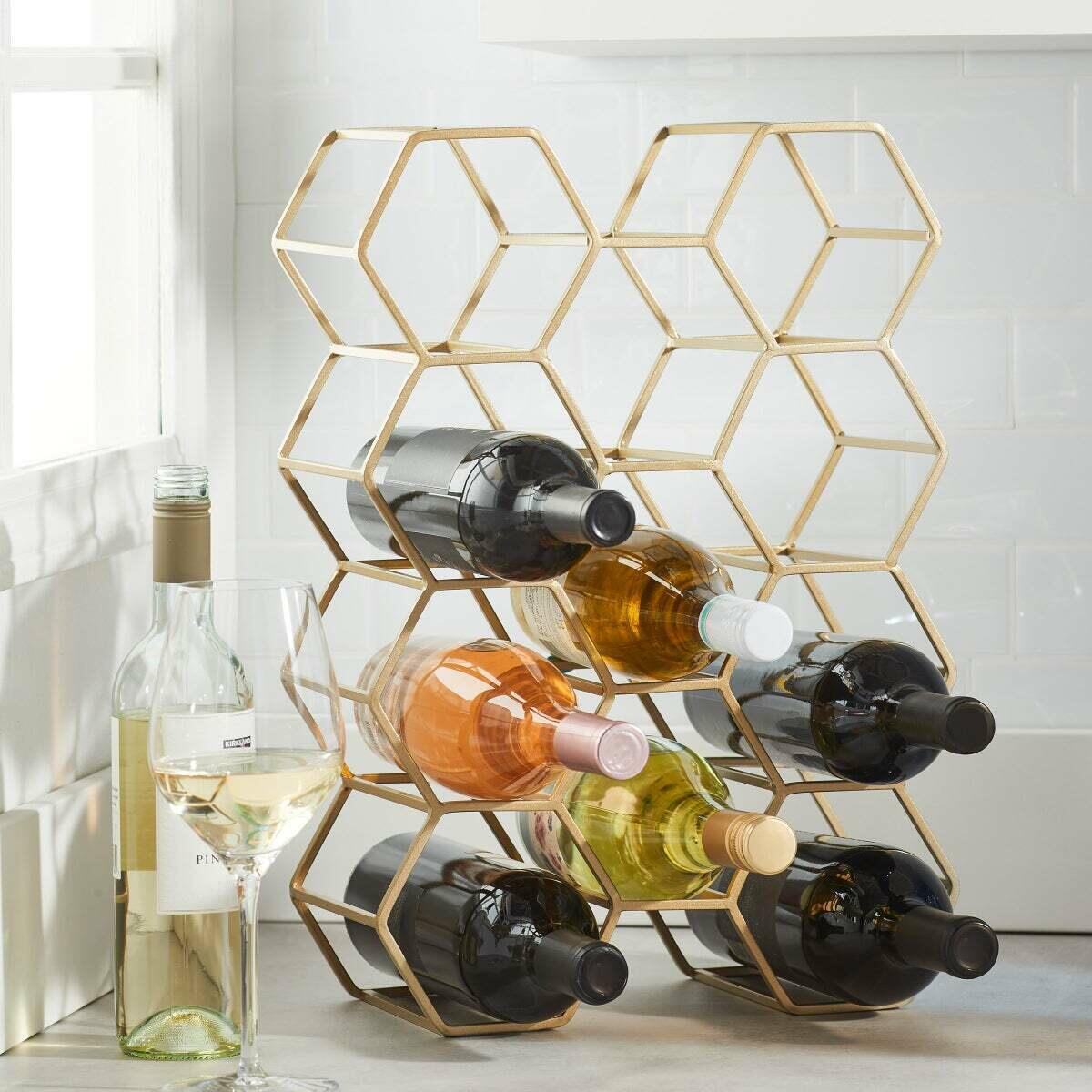 [Like_new] Evergreen 11 Bottle Wine Rack -Gold Finish