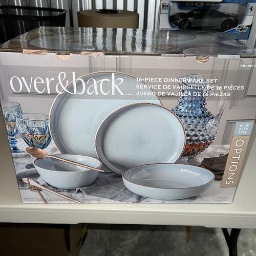 [Like_new] over&back Options 16-piece Dinnerware Set - Blue