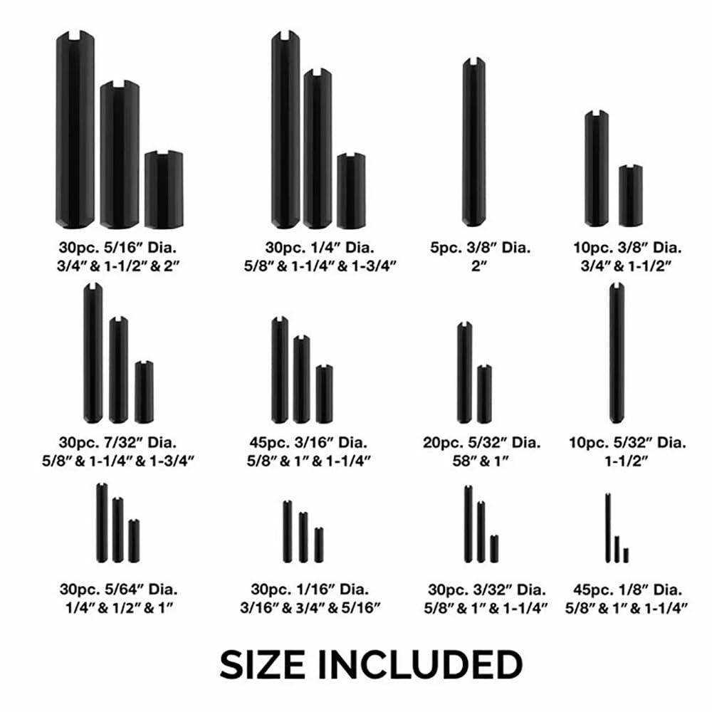 Neiko 50412A Roll Pin Assortment Set with Storage Case | 315 Pieces | SAE |